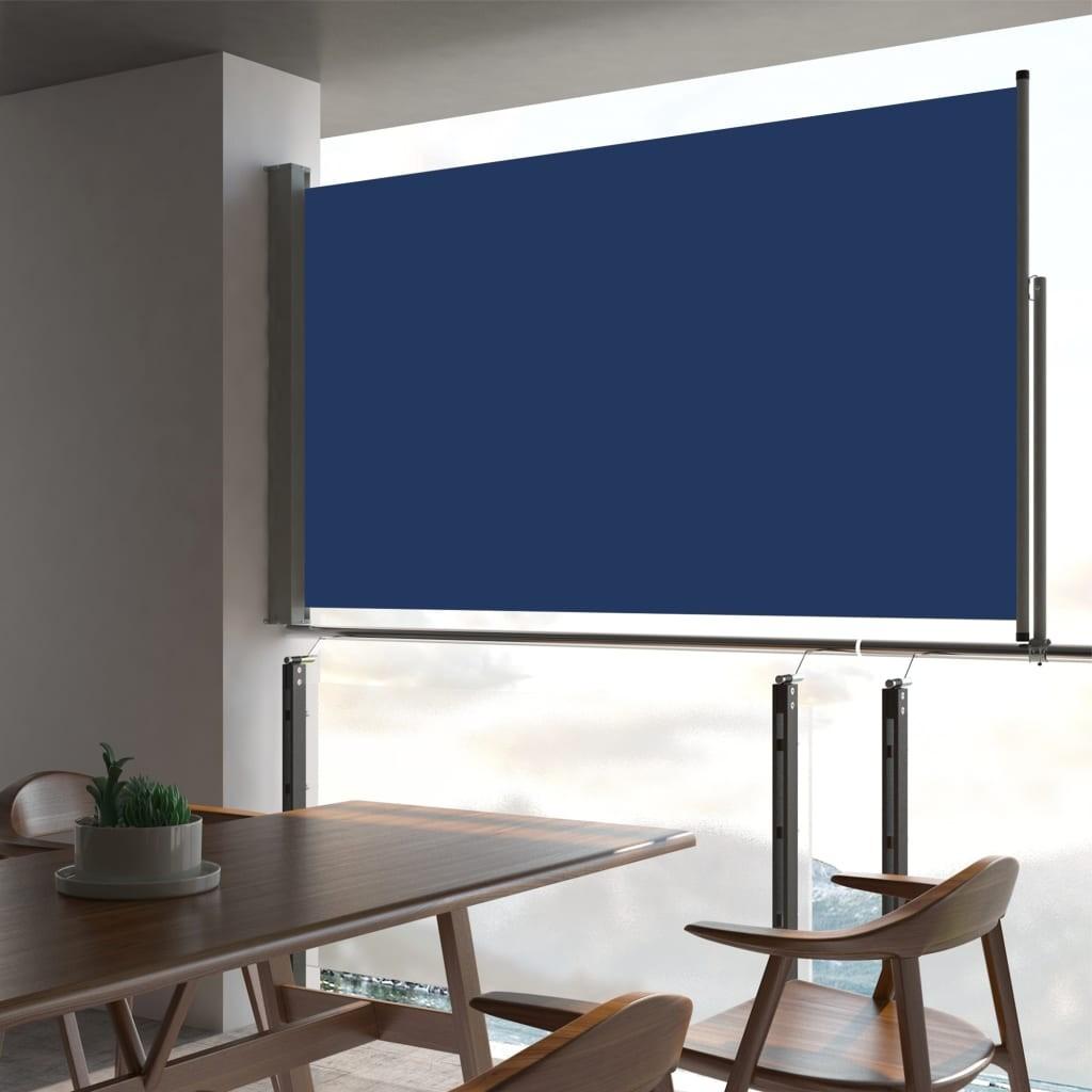 Sammenrullelig sidemarkise til terrassen 140 x 300 cm blå