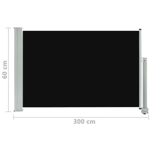 Sammenrullelig sidemarkise 60 x 300 cm sort