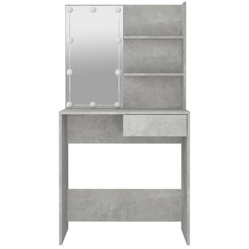 Makeupbord med LED-lys 74,5x40x141 cm betongrå
