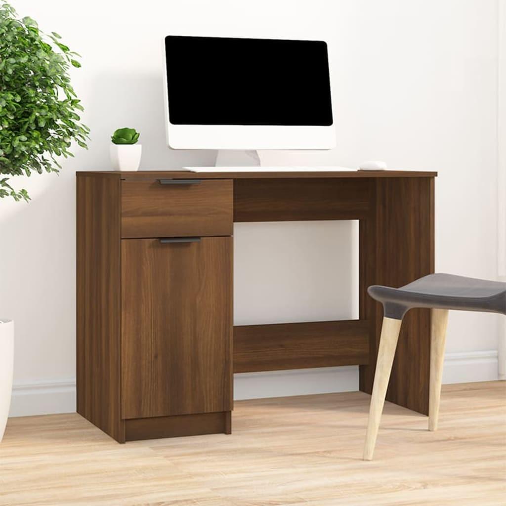 Skrivebord 100x50x75 cm konstrueret træ brun egetræsfarve