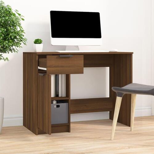Skrivebord 100x50x75 cm konstrueret træ brun egetræsfarve