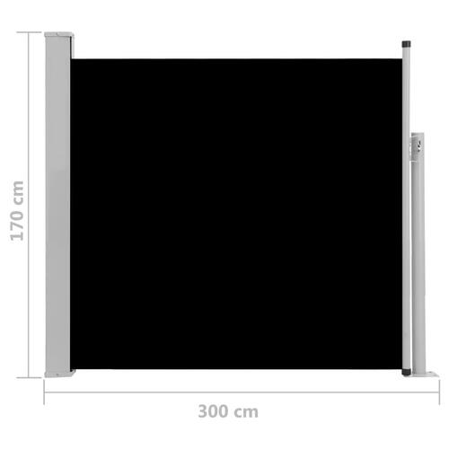 Sammenrullelig sidemarkise til terrassen 170 x 300 cm sort