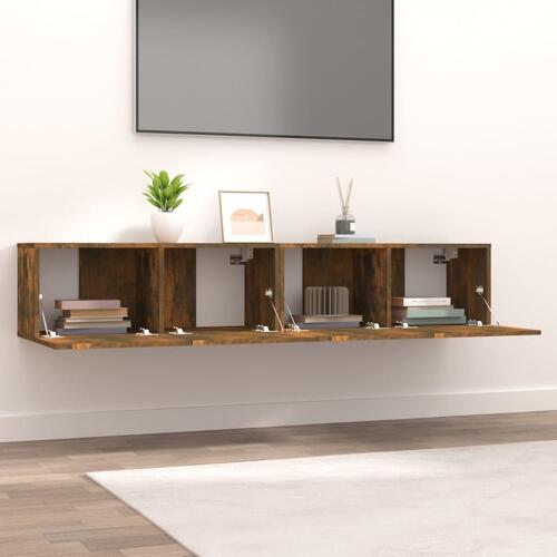 Tv-skabe 2 stk. 80x30x30 cm konstrueret træ røget egetræ