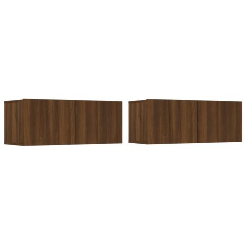 Tv-skabe 2 stk. 80x30x30 cm konstrueret træ brun egetræsfarve