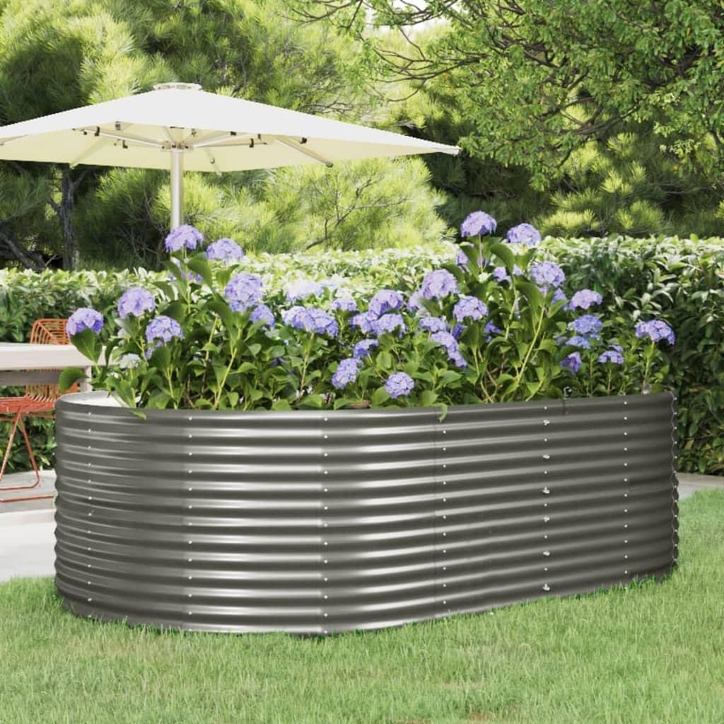 Plantekasse 212x140x68 cm galvaniseret stål grå billede