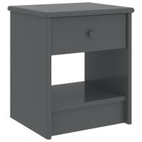 Sengebord 35x30x40 cm massivt fyrretræ mørkegrå