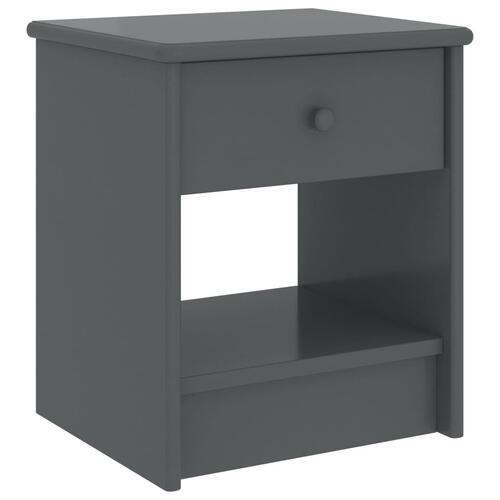 Sengebord 35x30x40 cm massivt fyrretræ mørkegrå