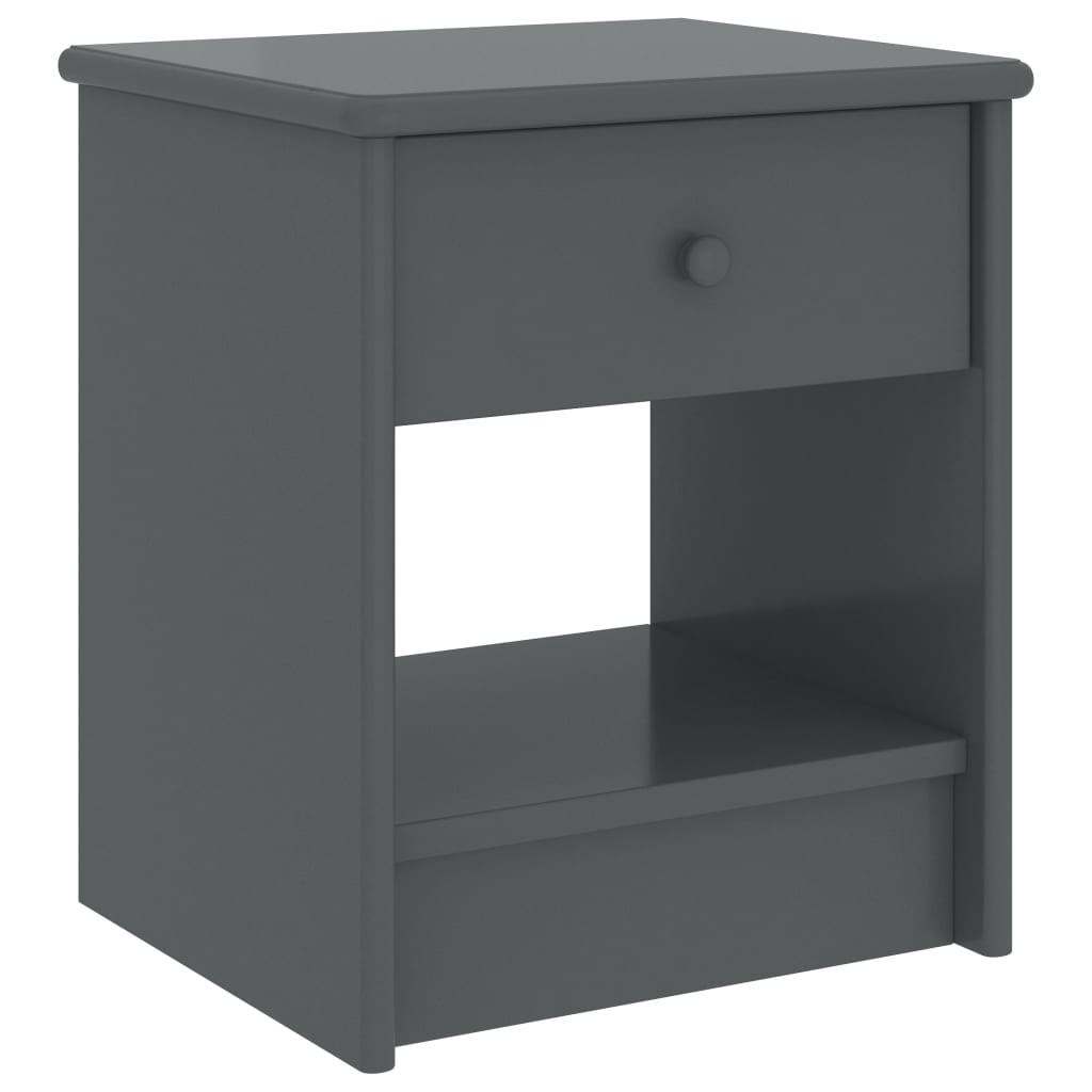 Sengebord 35x30x40 cm massivt fyrretræ mørkegrå