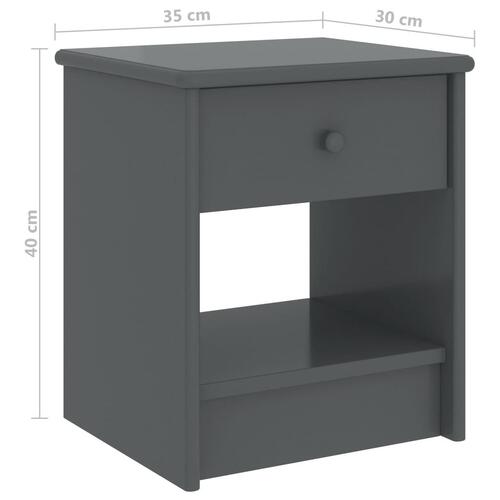 Sengebord 35x30x40 cm massivt fyrretræ mørkegrå