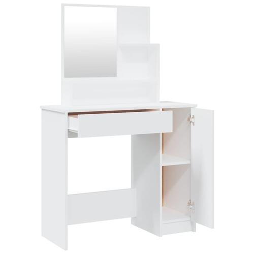 Makeupbord med spejl 86,5x35x136 cm hvid