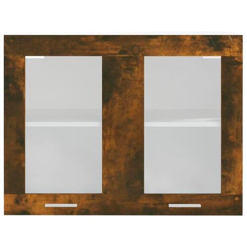 Væghængt glasskab 80x31x60 cm konstrueret træ røget egetræ