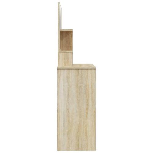 Makeupbord med spejl 86,5x35x136 cm sonoma-eg
