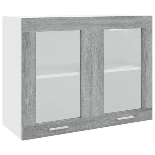 Væghængt glasskab 80x31x60 cm konstrueret træ grå sonoma-eg