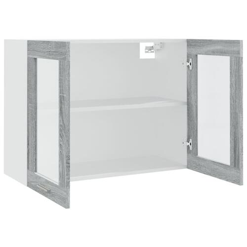 Væghængt glasskab 80x31x60 cm konstrueret træ grå sonoma-eg