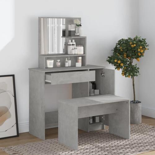 Makeupbord med spejl 86,5x35x136 cm betongrå