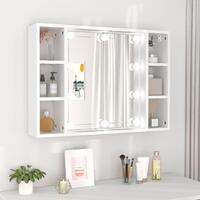 Spejlskab med LED-lys 76x15x55 cm hvid