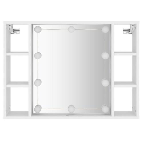 Spejlskab med LED-lys 76x15x55 cm hvid