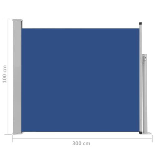 Sammenrullelig sidemarkise til terrassen 100 x 300 cm blå