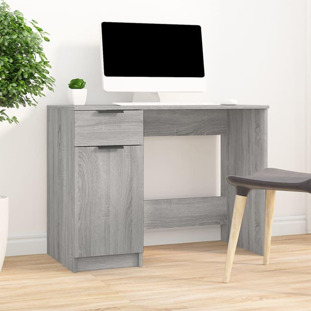 Skrivebord 100x50x75 cm konstrueret træ grå sonoma-eg