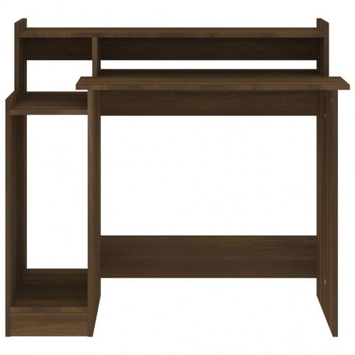 Skrivebord med LED-lys 97x45x90 cm konstrueret træ brun eg