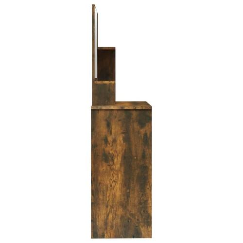Makeupbord med spejl 86,5x35x136 cm røget egetræsfarve