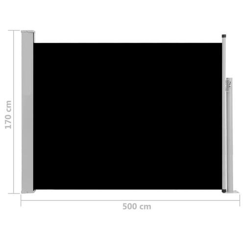 Sammenrullelig sidemarkise til terrassen 170 x 500 cm sort