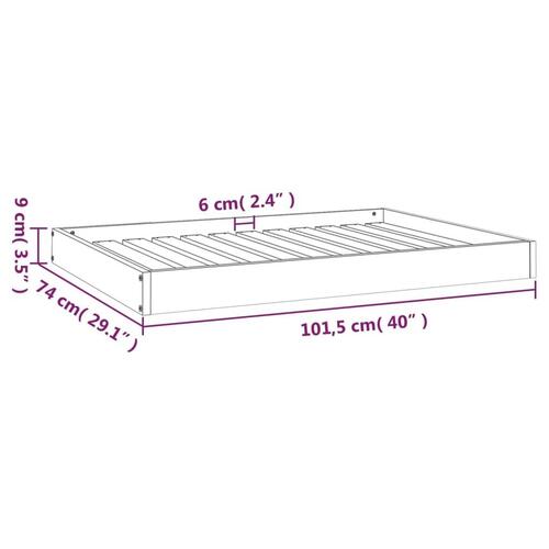 Hundeseng 101,5x74x9 cm massivt fyrretræ hvid