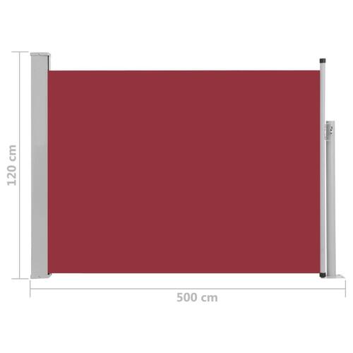 Sammenrullelig sidemarkise til terrassen 120 x 500 cm rød