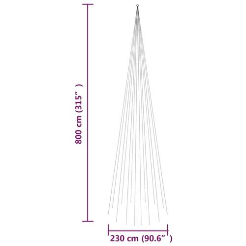 Juletræ til flagstang 1134 LED'er 800 cm farverigt lys