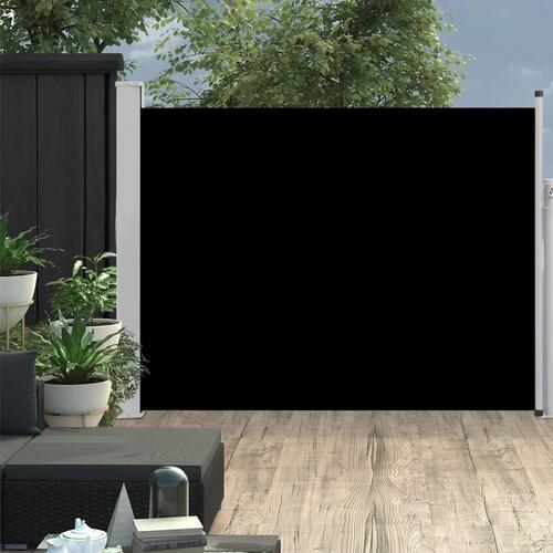 Sammenrullelig sidemarkise til terrassen 140x500 cm sort