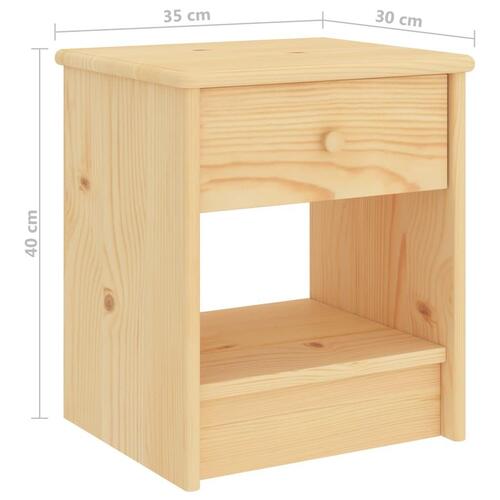 Sengebord 35x30x40 massivt fyrretræ lys træfarve