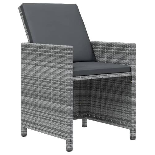 Spisebordssæt til haven 7 dele med hynder polyrattan grå