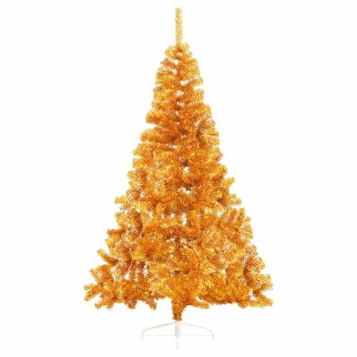 Kunstigt halvt juletræ med juletræsfod 180 cm PVC guldfarve
