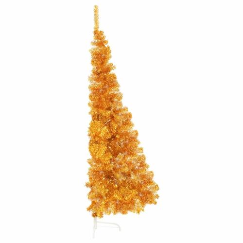 Kunstigt halvt juletræ med juletræsfod 180 cm PVC guldfarve