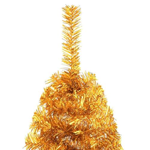 Kunstigt halvt juletræ med juletræsfod 180 cm PVC guldfarve