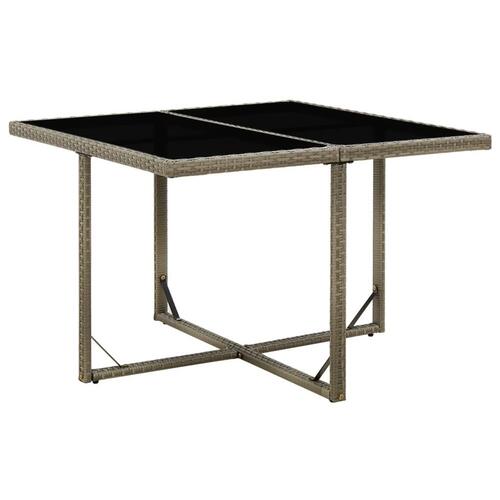 Havebord 109x107x74 cm polyrattan og glas grå
