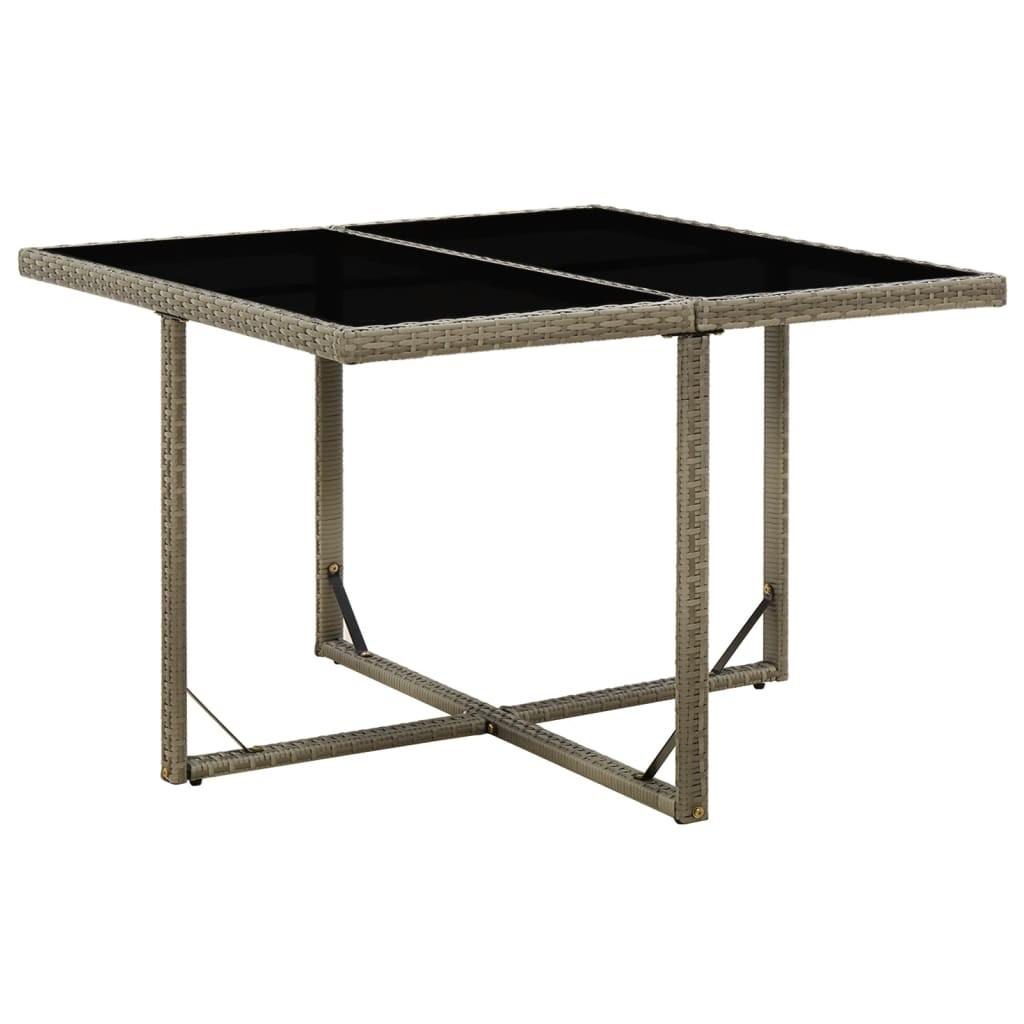 Havebord 109x107x74 cm polyrattan og glas grå