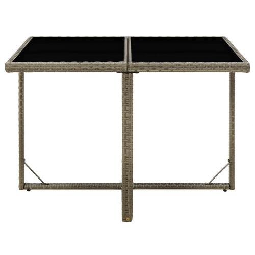 Havebord 109x107x74 cm polyrattan og glas grå