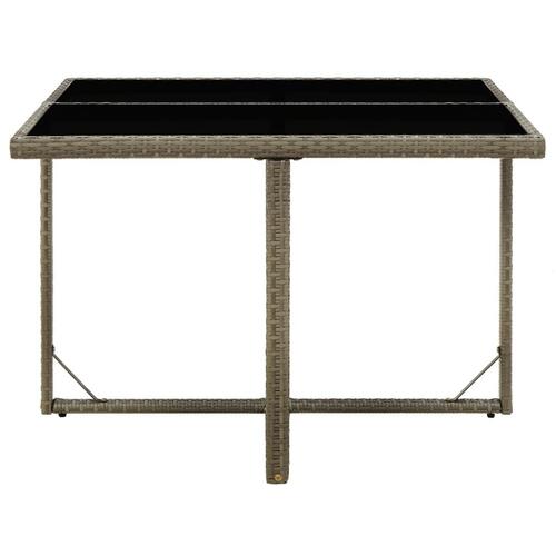 Havebord 109x107x74 cm polyrattan og glas grå