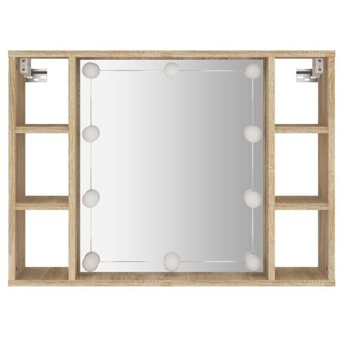 Spejlskab med LED-lys 76x15x55 cm sonoma-eg