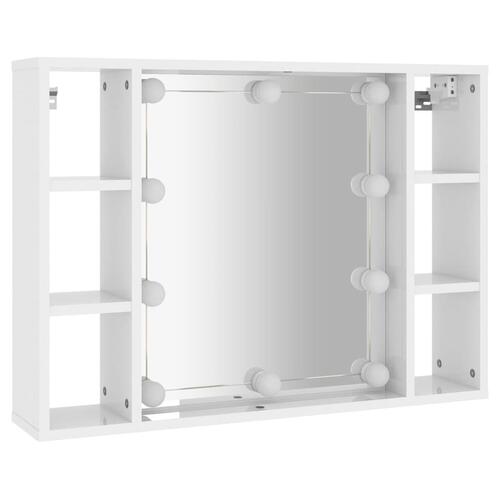 Spejlskab med LED-lys 76x15x55 cm hvid højglans