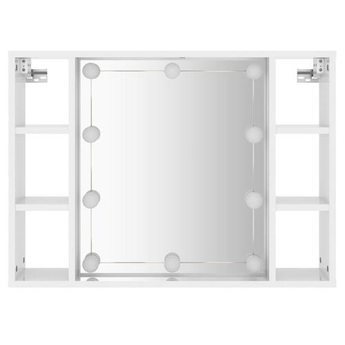 Spejlskab med LED-lys 76x15x55 cm hvid højglans
