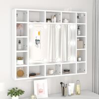 Spejlskab med LED-lys 91x15x76,5 cm hvid