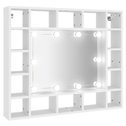 Spejlskab med LED-lys 91x15x76,5 cm hvid