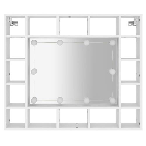 Spejlskab med LED-lys 91x15x76,5 cm hvid