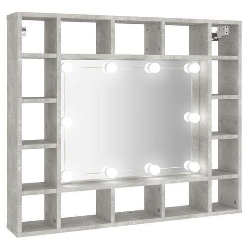 Spejlskab med LED-lys 91x15x76,5 cm betongrå