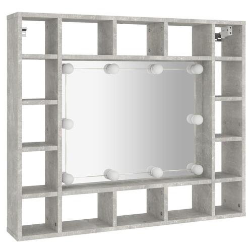 Spejlskab med LED-lys 91x15x76,5 cm betongrå