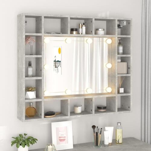 Spejlskab med LED-lys 91x15x76,5 cm betongrå