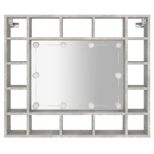 Spejlskab med LED-lys 91x15x76,5 cm betongrå