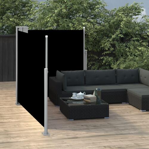 Sammenrullelig sidemarkise 100 x 600 cm sort